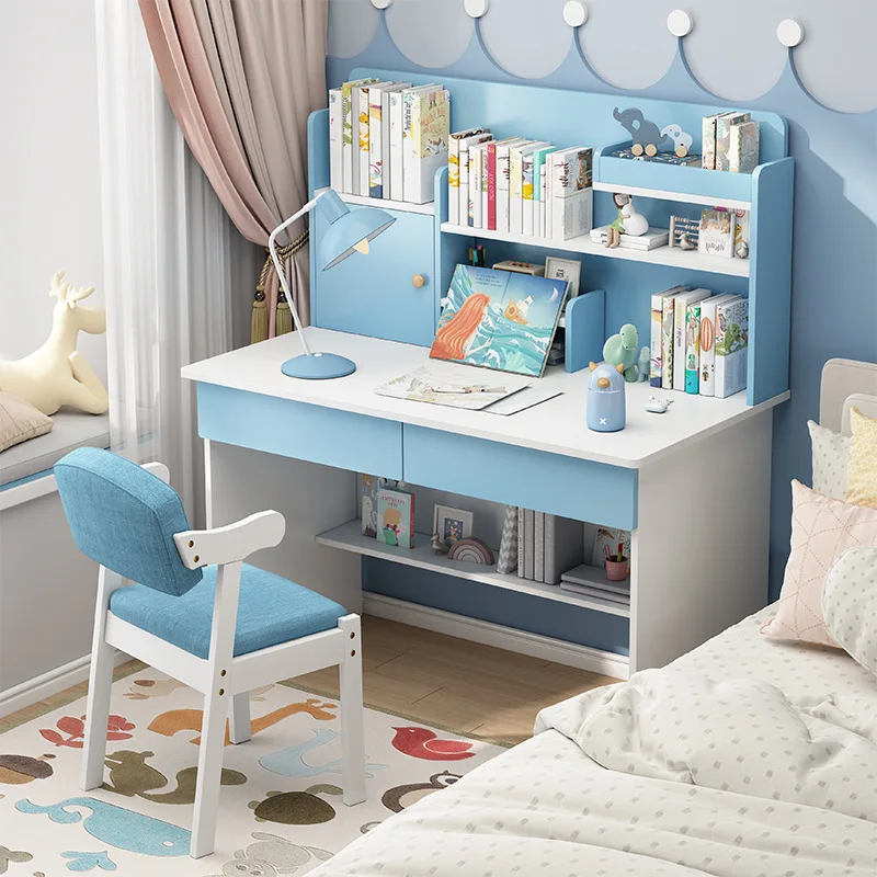 

Desk student home bedroom desk bookshelf integrated computer desk simple study table chairs boys and girls writing