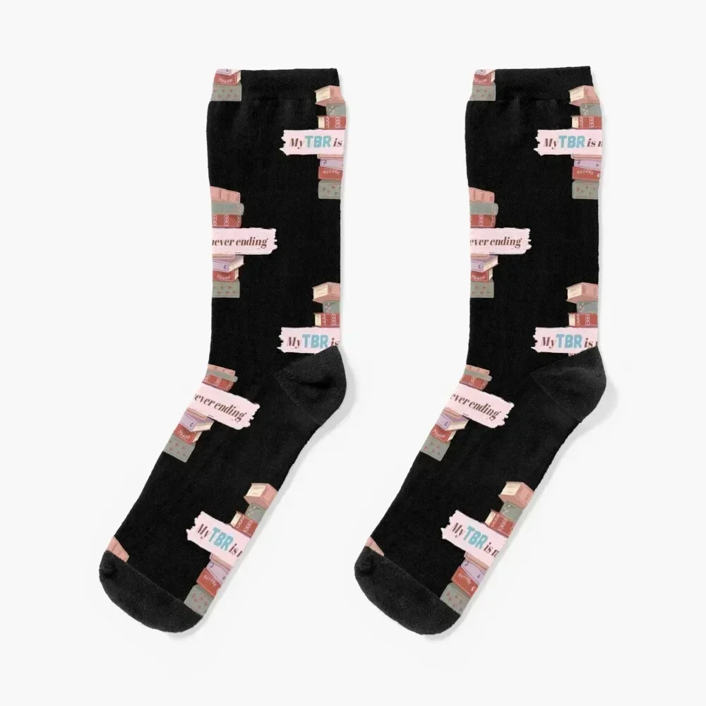 

My TBR Is Never Ending, Funny Bookish Reader Socks Thermal man winter Hiking boots designer gift Mens Socks Women's