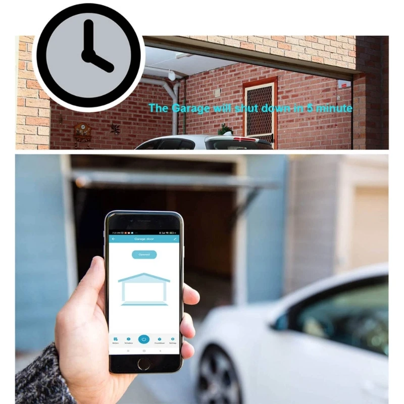 E5BE Upgraded Garage Door Controller EU/UK/US Mobile Control Garage Door Opener Switches with Timing Easy Installation