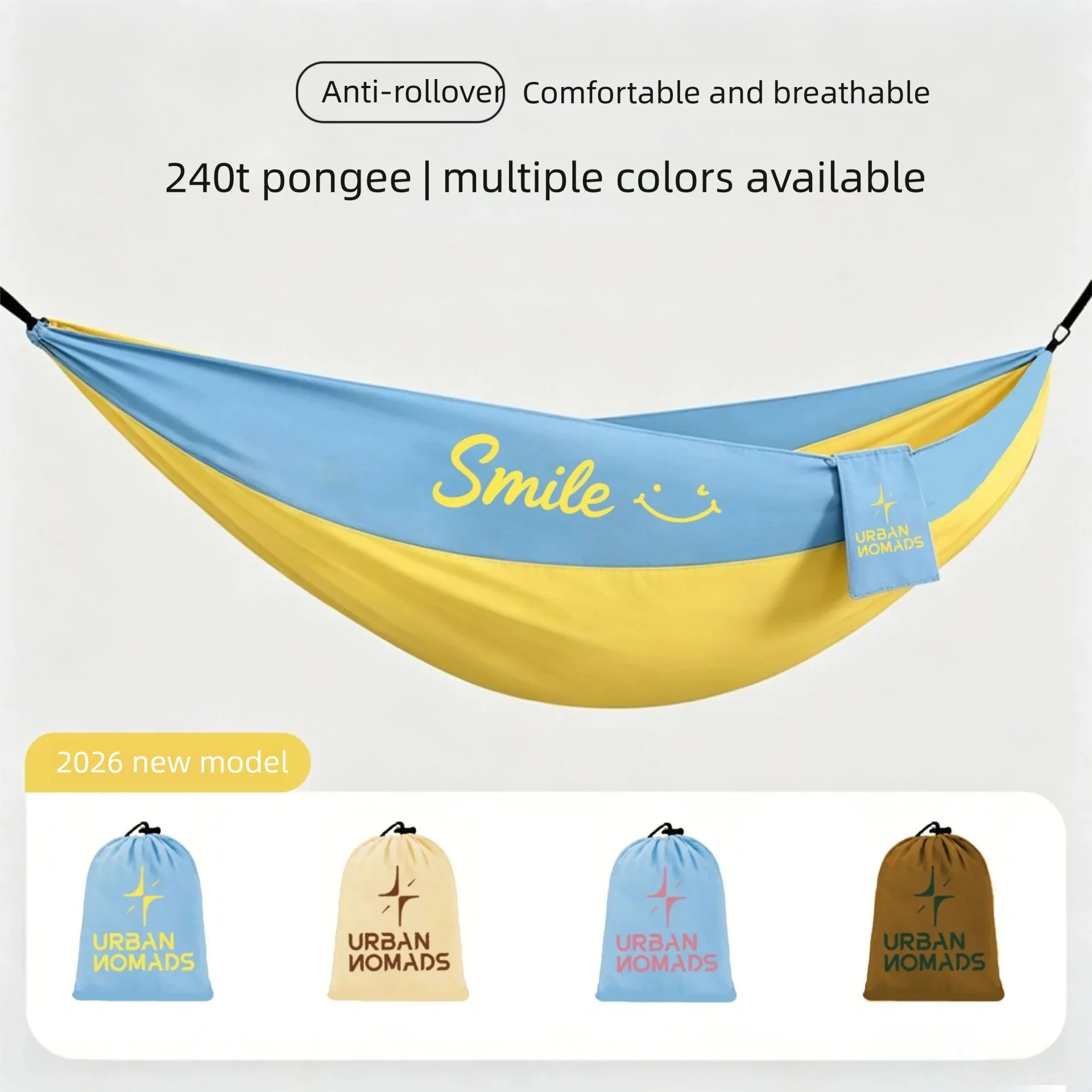 Dopamine Color Spring Yarn Hammock 260*140CM Anti-Rollover Single Double Outdoor Swing Bed for Family Camping Picnic