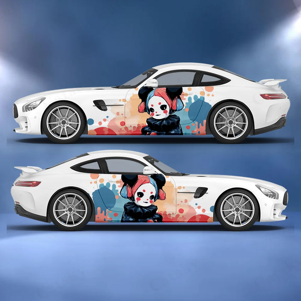 Little Girl Clown Makeup Car Vinyl Wraps Decal Self-adhesive Anti Scratch Sticker Suitable for Trucks SUV Decor Auto Accessories