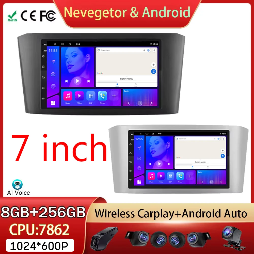 

BT For Toyota Avensis T25 2002-2008 Car Radio Android Auto GPS Navigation Head Unit Multimedia Video Player 5G WIFI No 2din DVD