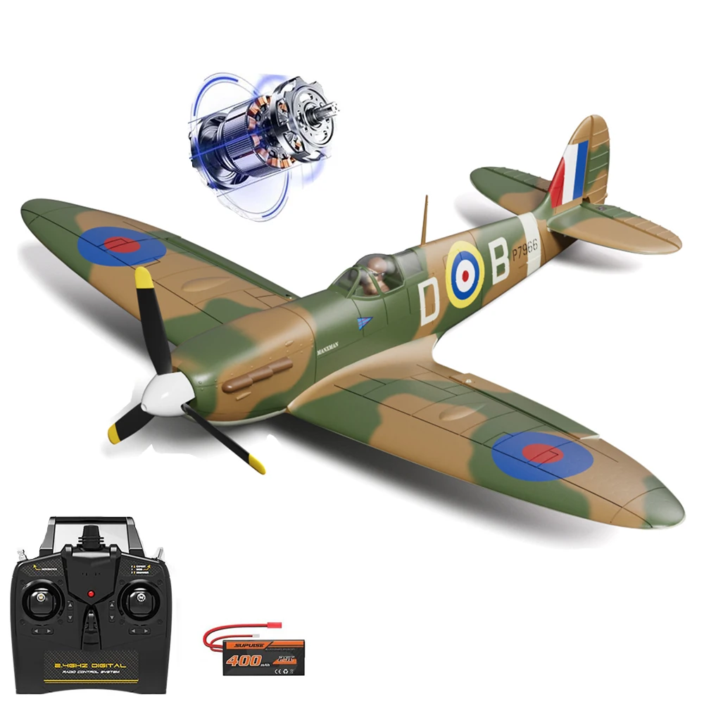 Volantexrc Spitfire 500mm RC Plane With Brushless Motor One Key Aerobatic & Low Battery Alarm RC Fighter 2.4G 4CH RTF Aircraft