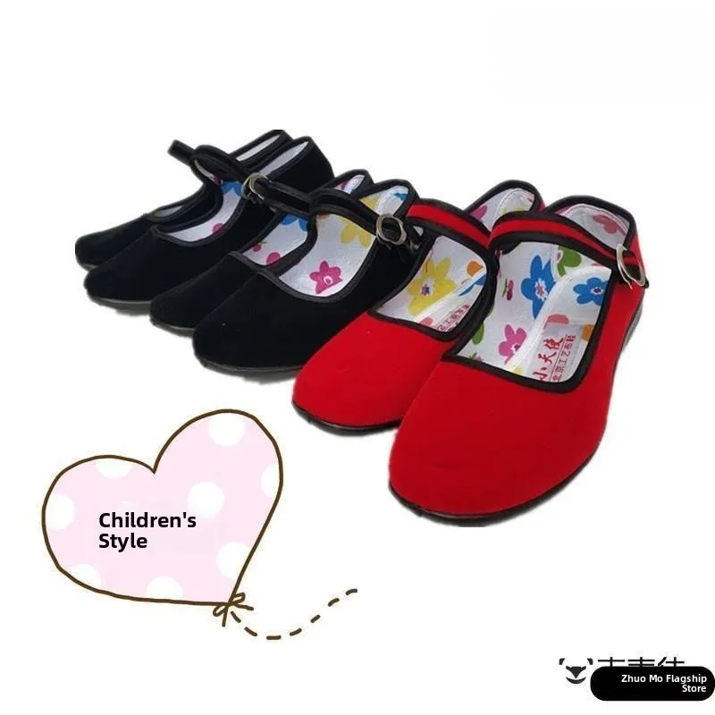 Traditional Beijing Women's Dance Shoes Square Mouth Flat Shoes Comfortable Performance Square Dance Yangge Shoes Slip-On