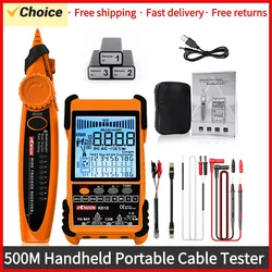 K618 500M Handheld Portable Cable Tester with LCD Display Analogs Digital Search POE Test Cable Multifunctional Cable Tester