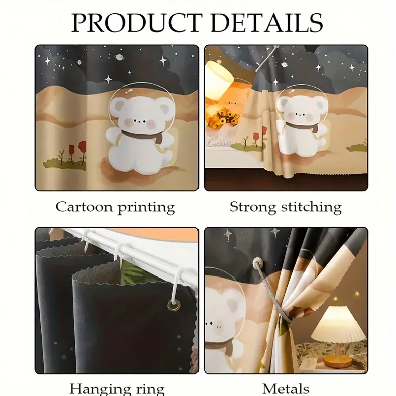 Picture 6: 1pc cartoon privacy bed curtain - blackout, dust-proof for single and bunk beds, perfect for families and school dormitories