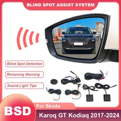 Car Alarm Mirror Blind Spot Detection System BSD BSM BSA Heating lens Rear Parking Sensor For Skoda Karoq GT 2019 2022 Kodiaq