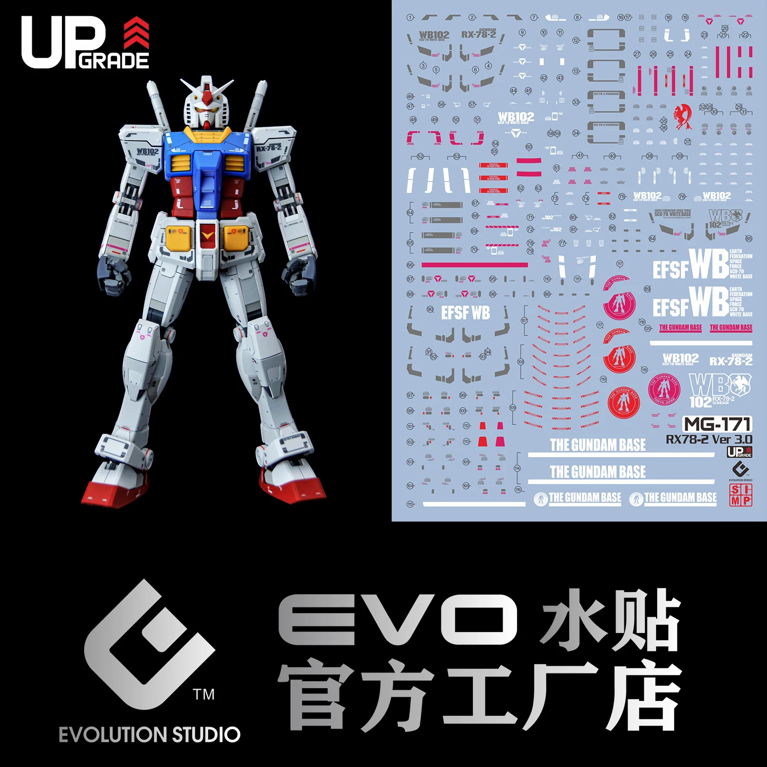 Mg 3.0 Rx78-2 Strike Freedom Zgmf-X10A Kira Yamato 1/100 1/144 Anime Model Fluorescence Stickers Decal Accessories