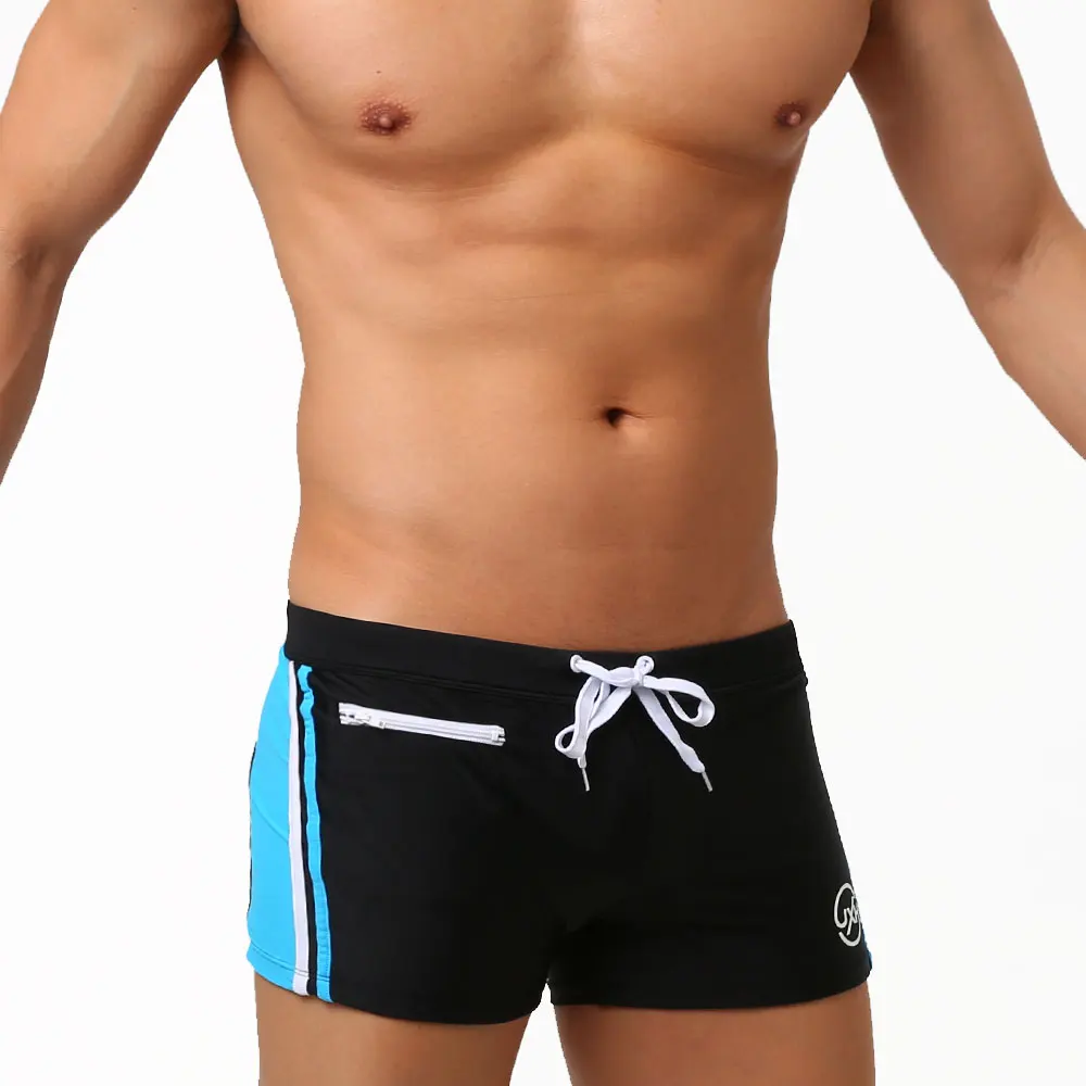 Mens Swimwear with Push-Up Swimming Trunks Boxer with Pocket  Hi-Q Sexy Men Swim Suit Speed Beach Shorts  Sunga  Tanga Bikini