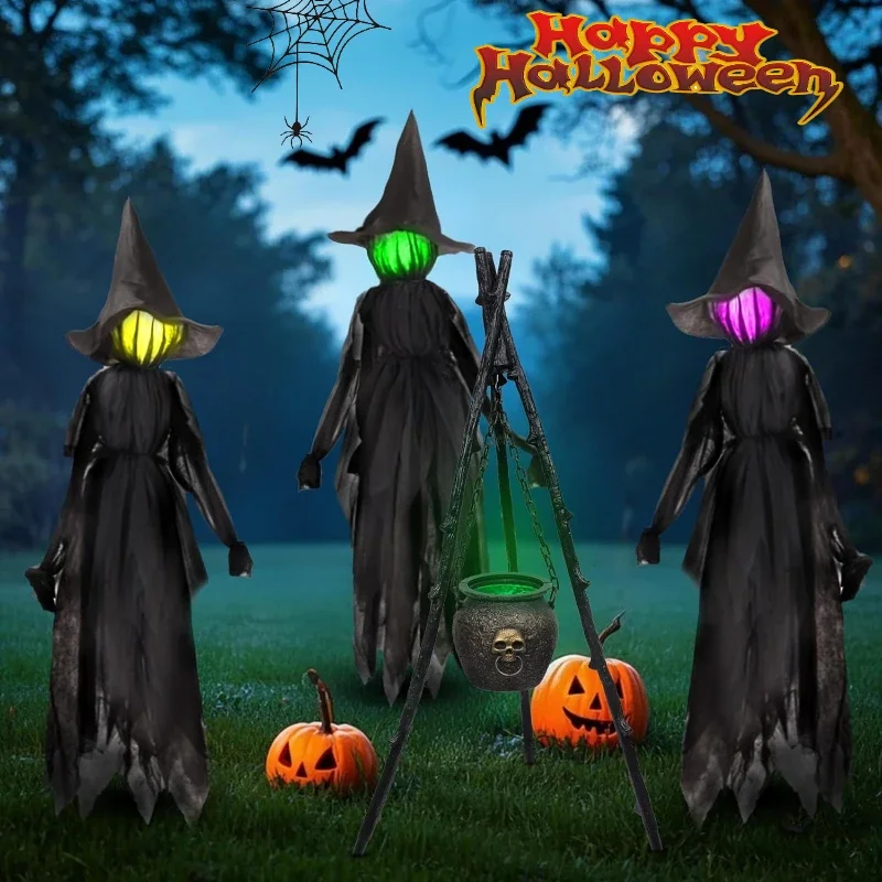 

1.5M Halloween Glow Witch Voice-activated Screaming Witch Scary Decoration Halloween Horror Night Lights Decoration Maison