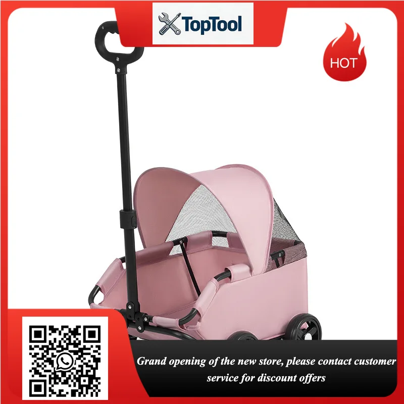 Compact Pet Stroller for Small Dogs & Cats Lightweight Hand Push Trolley Foldable Portable Outdoor Pet Travel Carrier Cart