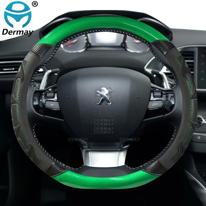 for Peugeot 308 2014~2020 II T9 308 SW CC Car Steering Wheel Cover Silica Gel PU Leather Non-slip Massage Auto Accessories