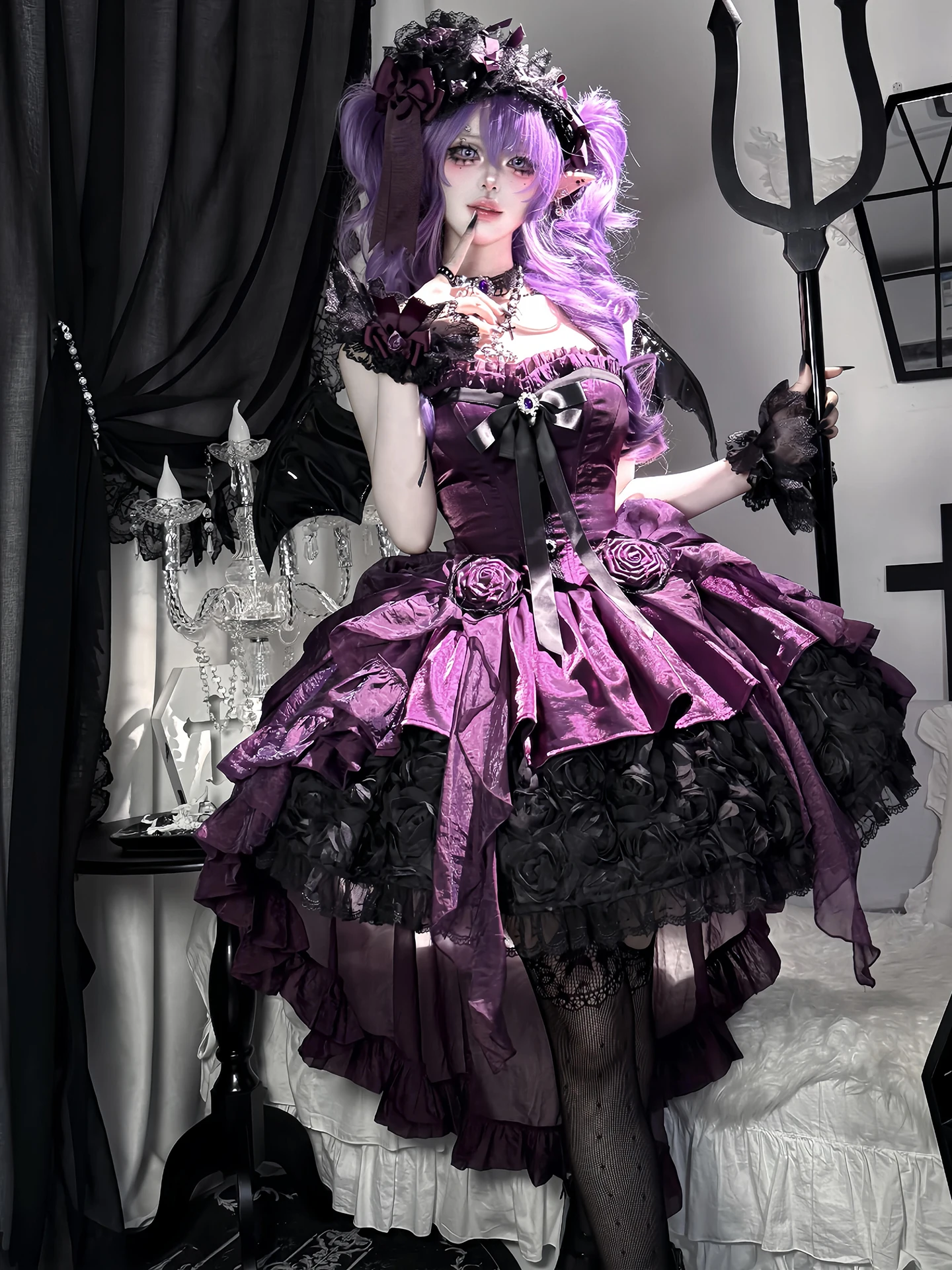 

Purple Lolita Evening Gown Women's Par Princ Skirt Small Size Student Birthday Adult Ceremony Puffy Skirt Sweet Sle