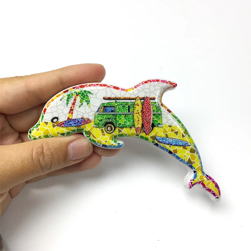 

USA Hawaii Surf Culture Fridge Magnet 3D Resin Dolphin Van Palm Tree Surfboard Decor Home Decor Items Magnets Cute Magnets