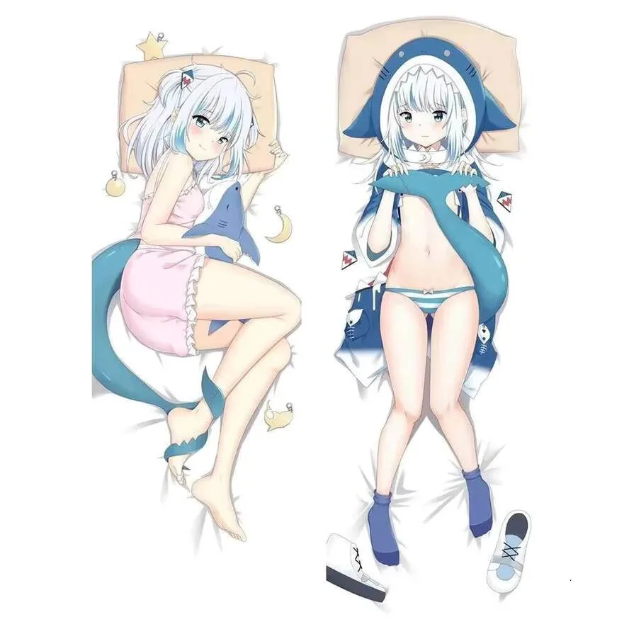 

Gawr Gura Vtuber Hololive Dakimakura Hing Body Pillow Case Cover Anime HD Design Short Plush Throw Cushion