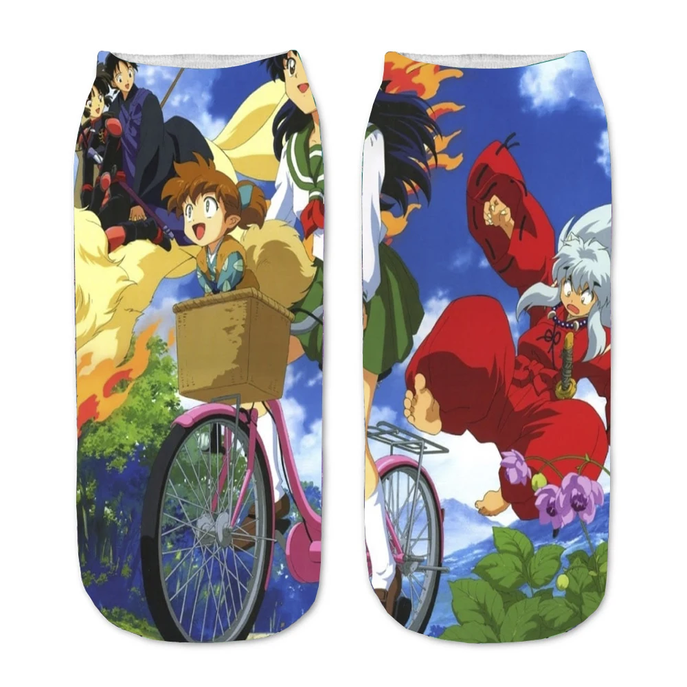 Socks Anime Inuyasha 3D Printed Sesshoumaru Cartoon Straight Socks Men Women Short Sock teenager Kawaii Party Ankle cute Sock