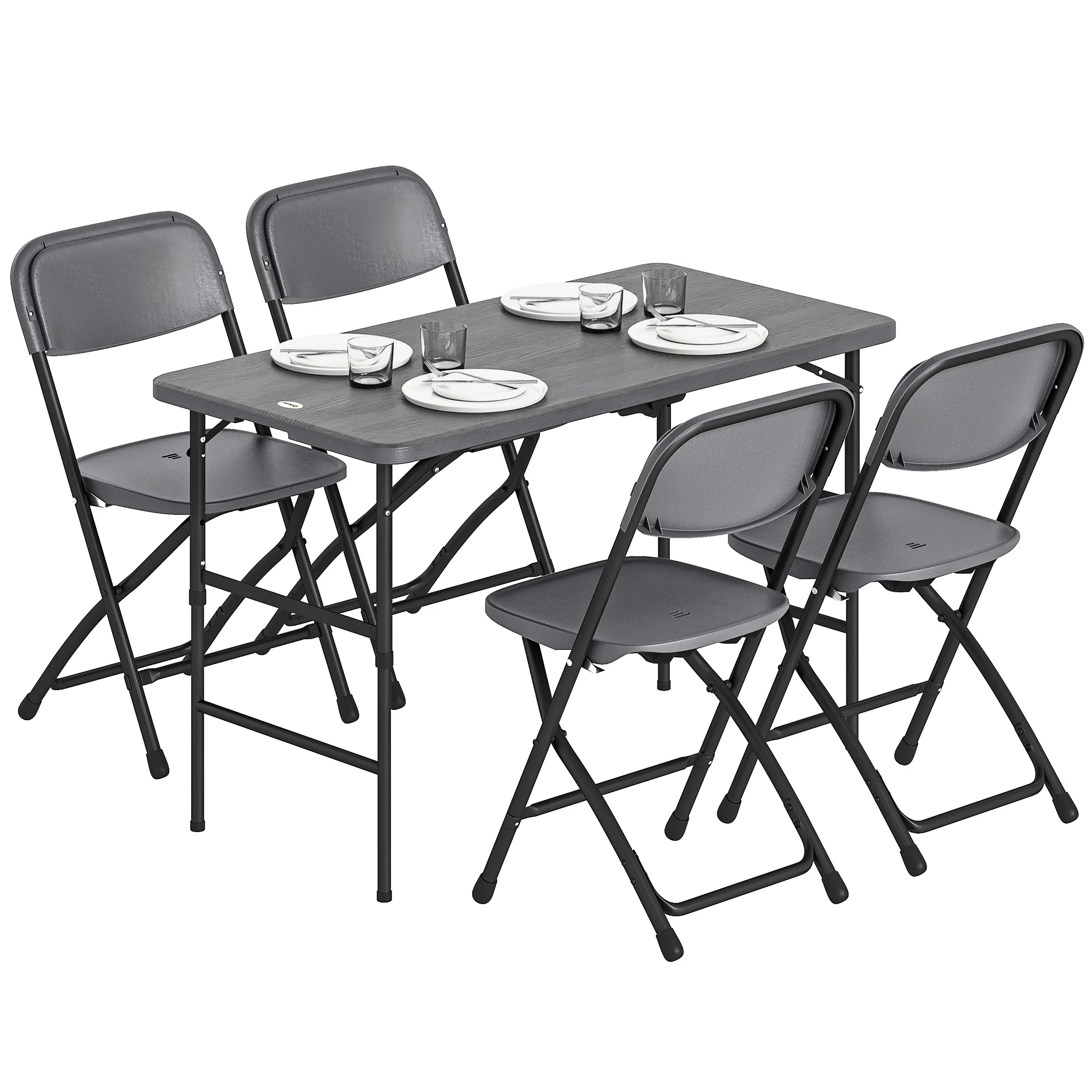 Outsunny 5-delige opvouwbare tuintafel en stoelenset met verstelbare tafel