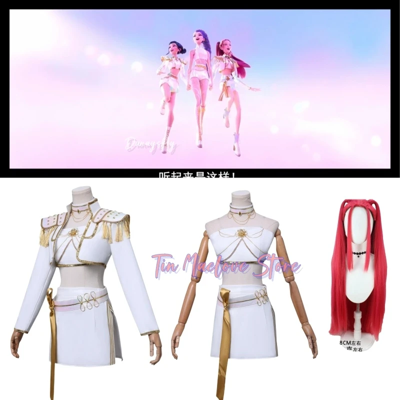 

Аниме Kpop Охотник на демонов Косплей Костюм Huntrix Mira Белый костюм Корейская волна Суперзвезда Идол Хэллоуин Карнавальные комплекты для выступлений