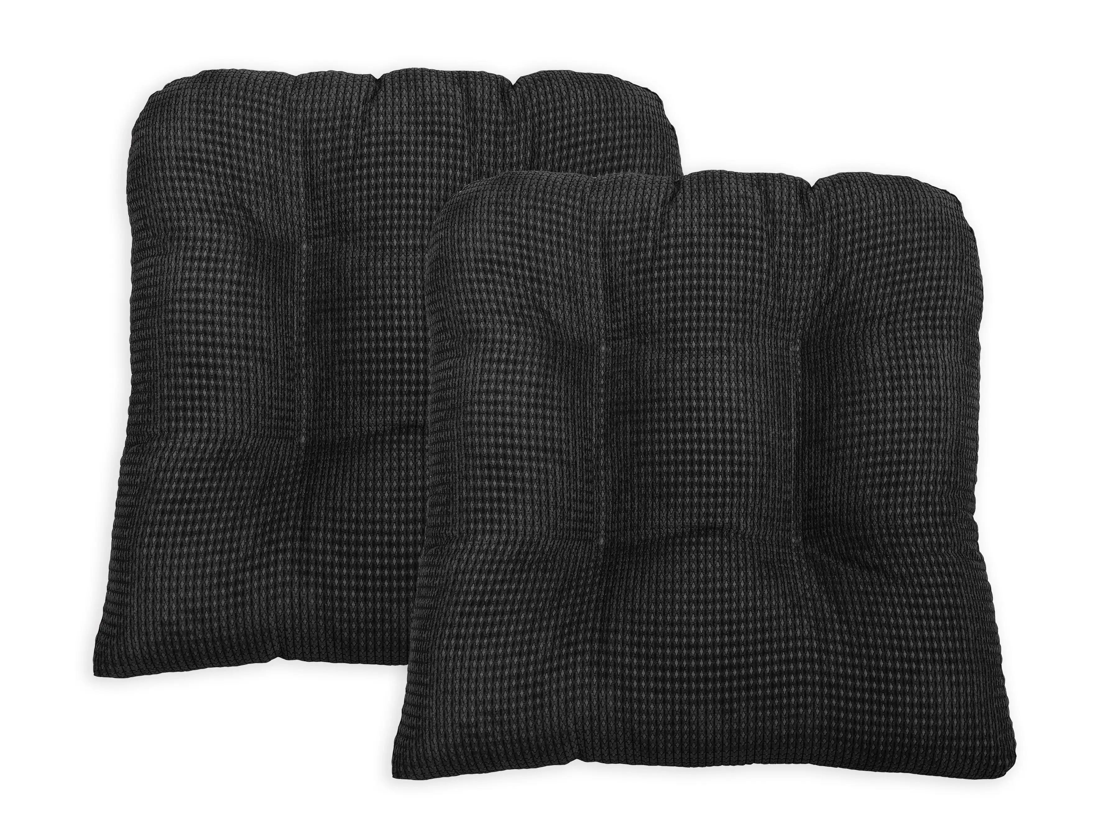 Set of Two (2) Chair Cushions Black - Memory Foam Material Memory Foam Features Tufted Dimensions 16.00 x 16.00 x 3.00 Inches