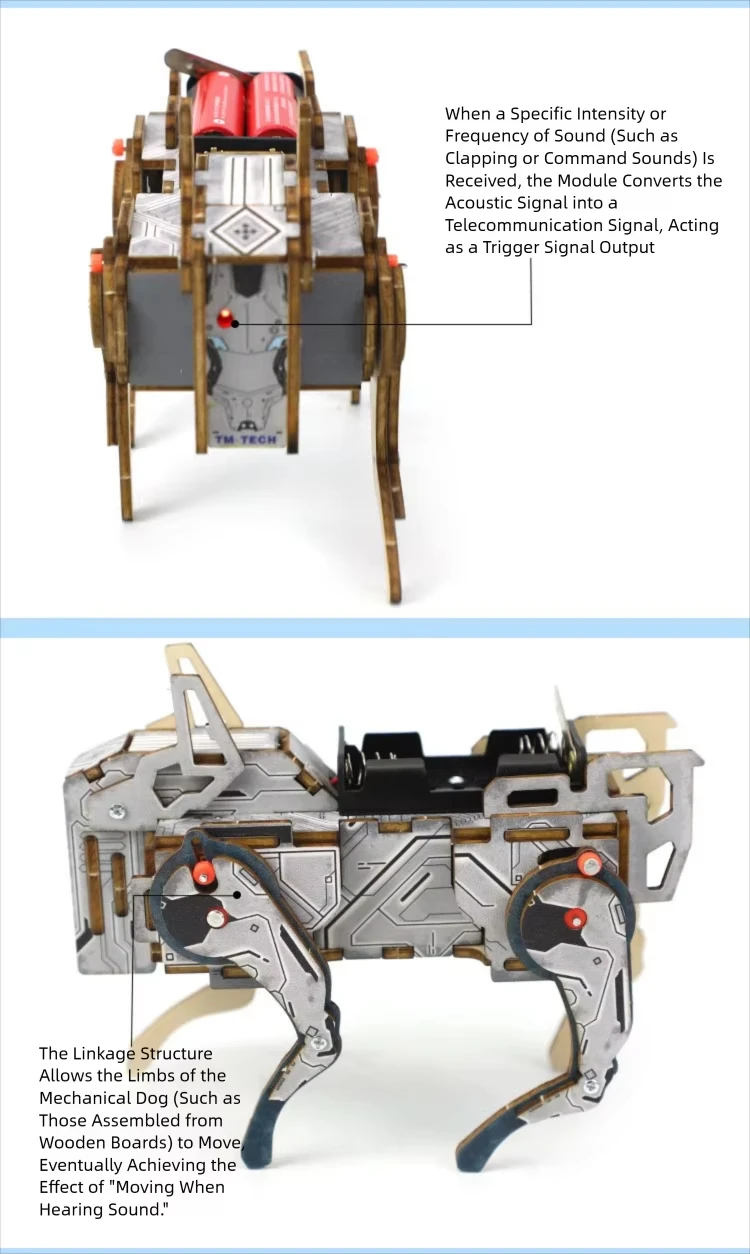 Kit di esperimenti scientifici fai-da-te per cani meccanici con controllo vocale fai-da-te e modello educativo per progetti di costruzione di giocattoli regalo per bambini