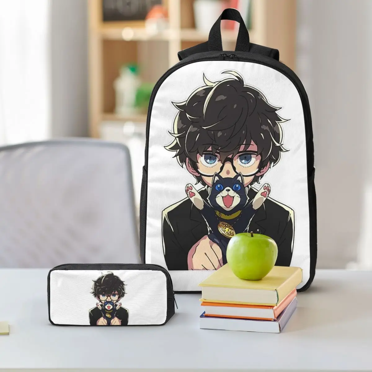 Morgana Personal Backpack Boys Girls BookBag School Bag Shoulder Bags 3ps Insulated Lunch Bag Pencil Case
