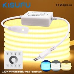 220V Smart Dimmable COB LED Neon Strip Light WIFI Wall Touch Kit Red Blue Pink IP67 288LEDs/M Flexible Linear Lighting Decor