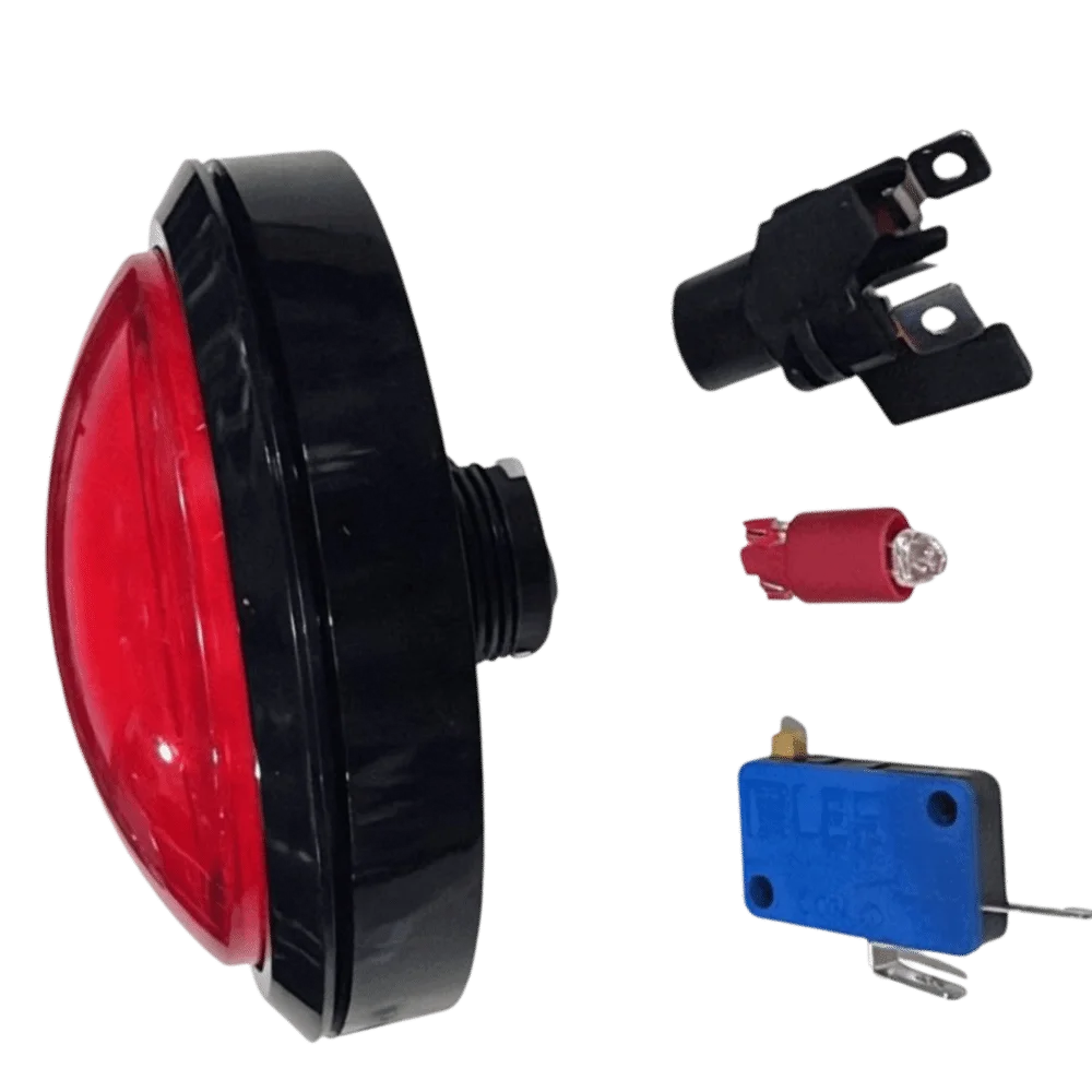 4pcs 100mm Diameter Arcade Push Button Convex Design Red Color Arcade Button Replacement LED Illuminated Single Button Unit