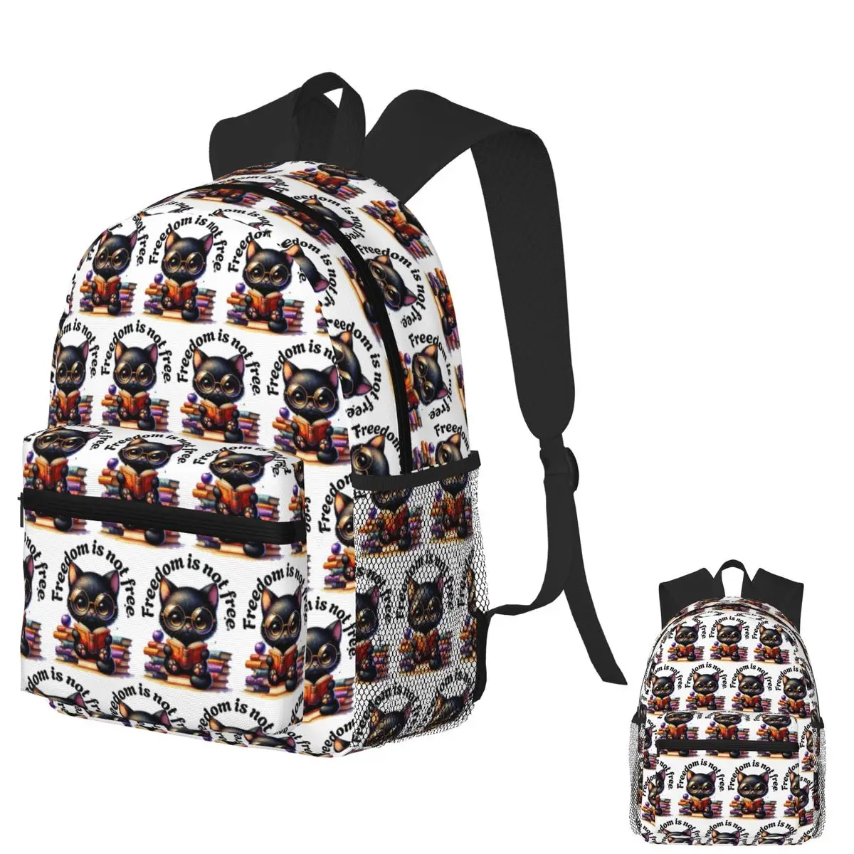 

Smart Black Cat Reading Student Backpack School Bag Hiking Travel Daypack for Boys Girls Bookbag Shoulder Bags