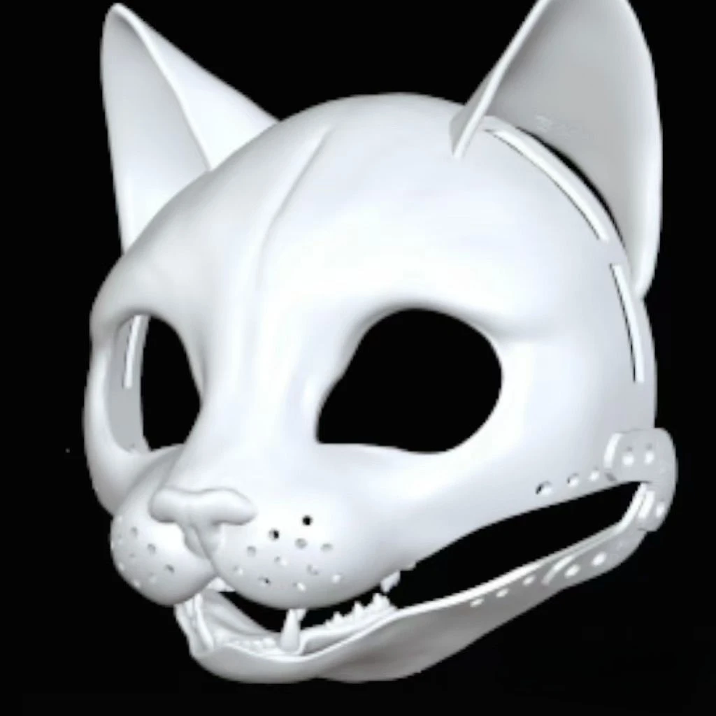 Original 3D Printed Kemono Base Skull Realistic Cat Wide/narrow Movable Jaw Feline Suit