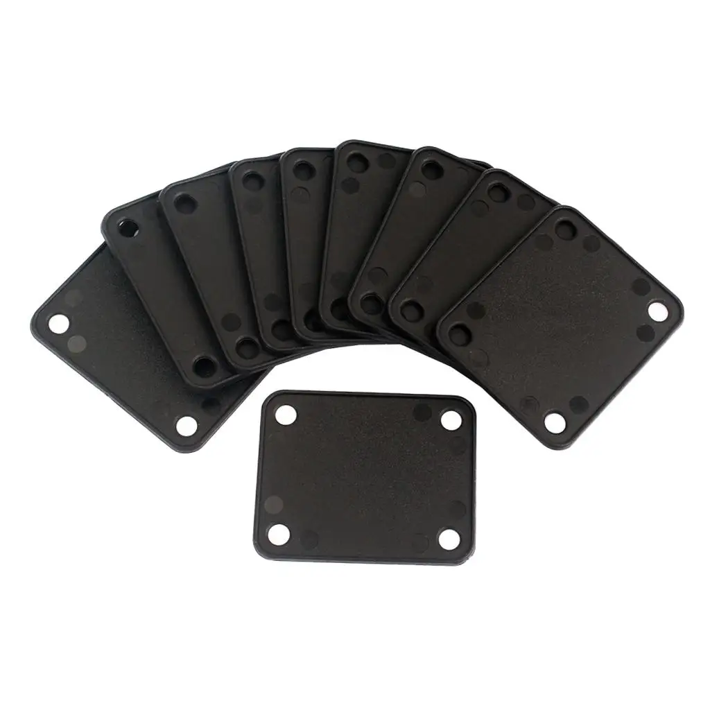 Tooyful 10 Pieces 4 Holes Plastic Neck Plate Gasket Cushion Shim Pad for Guitar Bass Protective Accessory Black