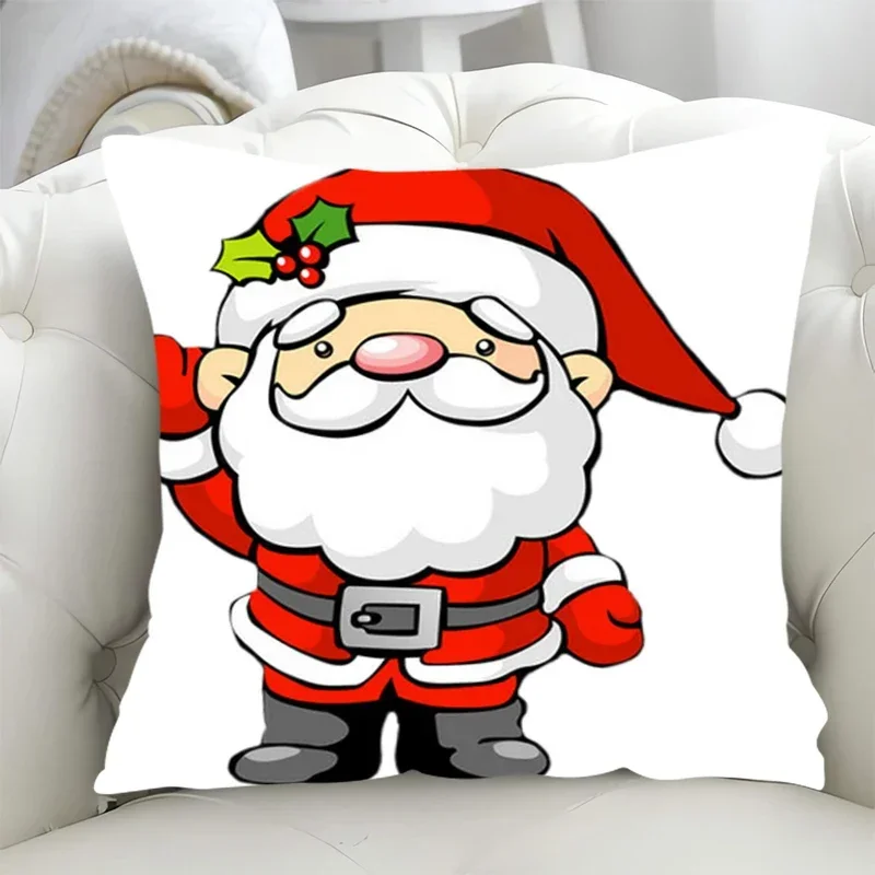 ปลอกหมอนลายการ์ตูนซานตาคลอส ปลอกหมอนอิงตกแต่งสำหรับโซฟา ขนาด 40x40, 45x45 ซม. ของตกแต่งฤดูใบไม้ร่วง