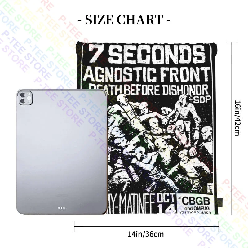 7 Seconds Agnostic Front At Cbgb Old Punk Rock Concert Flyer Drawstring Bags Gym Bag Foldable Outdoor Running