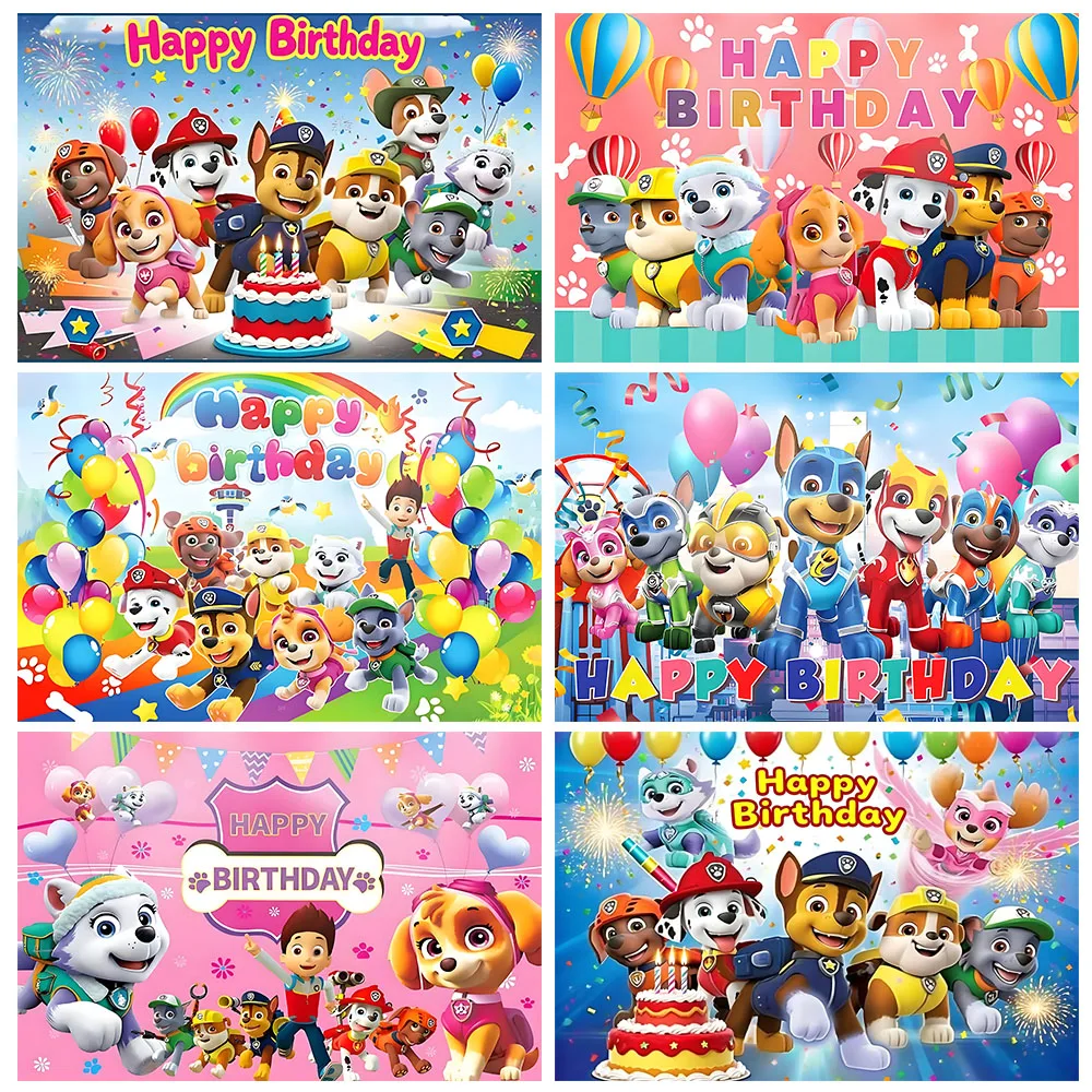 

Cartoon Anime PAW Patrol Kids Happy Birthday Party Decoration Background Ballon Lawn Puppy Dog Poster Baby Shower Supplies
