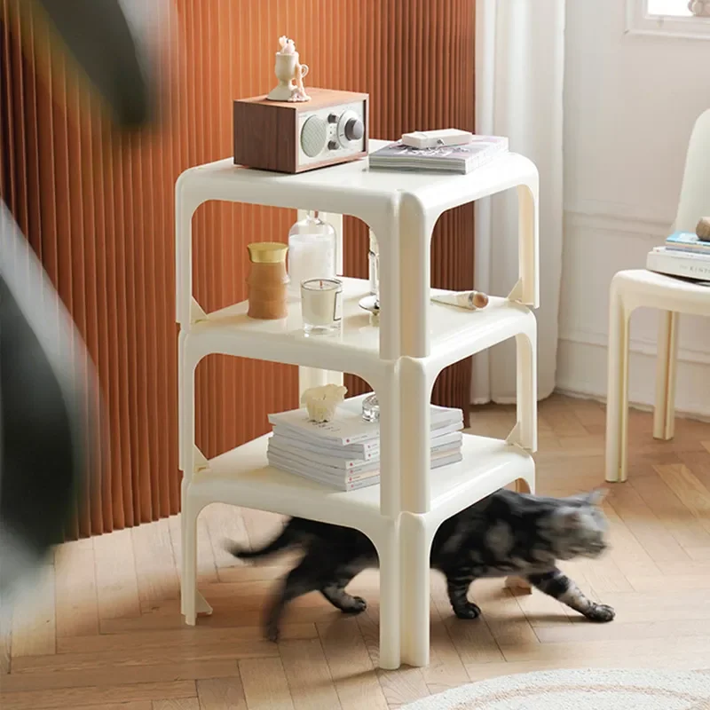 Modern Minimalist Square Edge Storage Stool Stackable Corner Shelf Creative Small Apartment Home Organization Furniture Ins