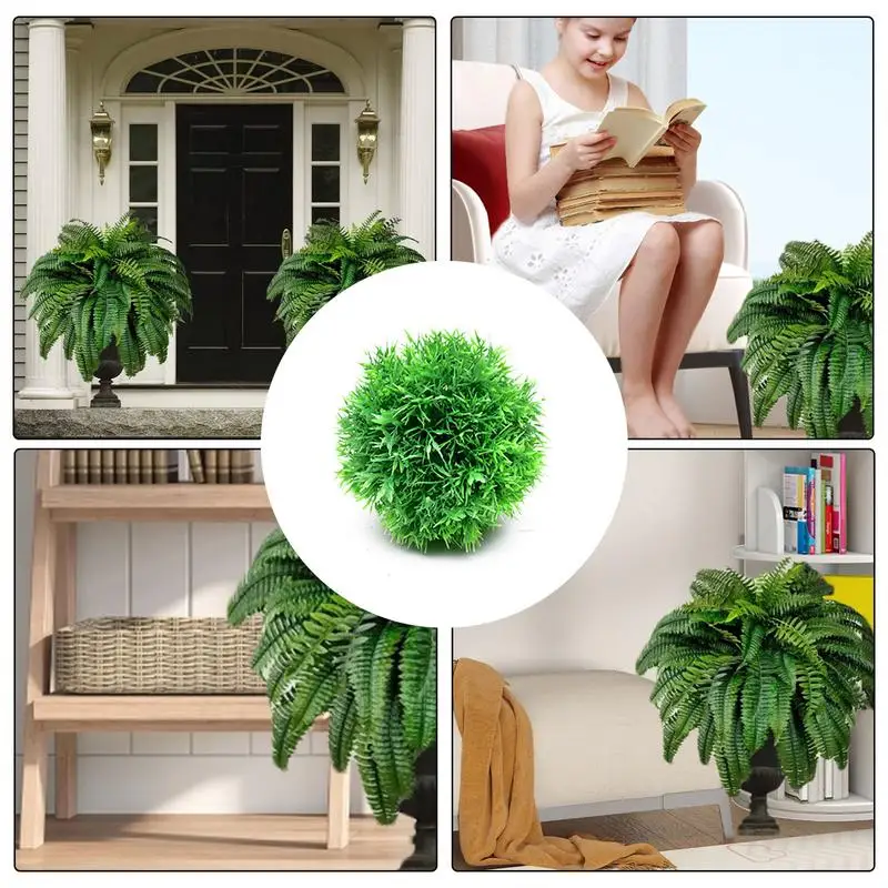 Kunstplanten Groen Gras Bal 13/18/23/28Cm Decoratieve Ballen Dennennaalden Topiary Bal Faux Gras Decor Voor Buitentuin