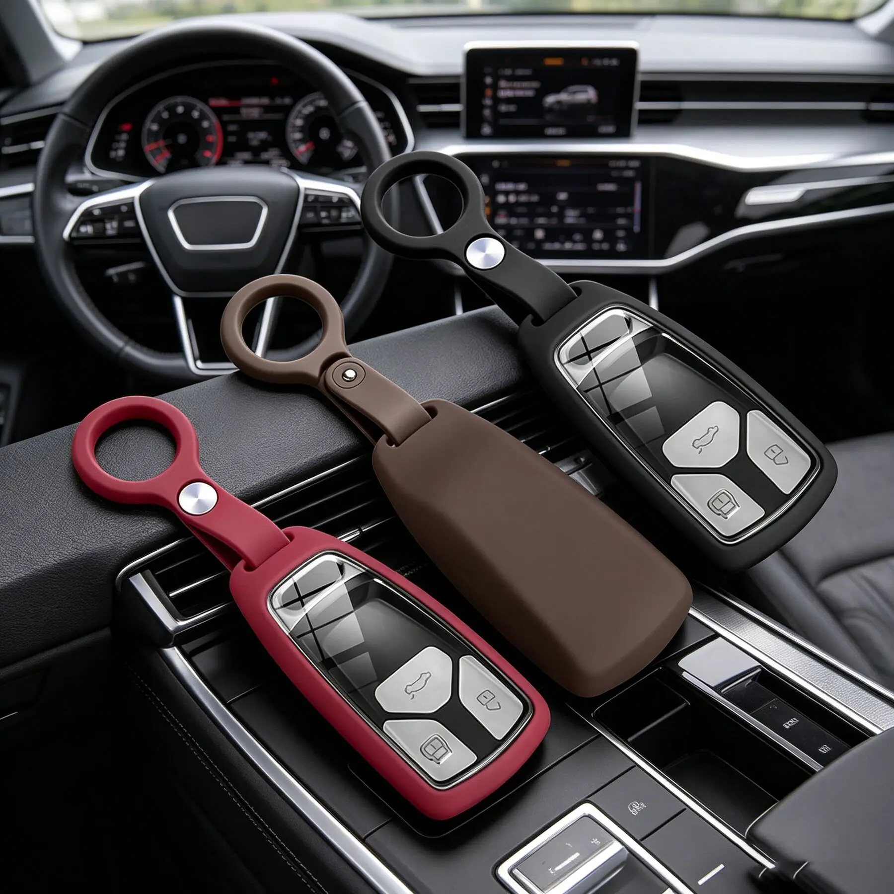 Capa de Chave Sedosa e Macia para Audi A1 A3 8P A4 B9 A5 A6 C7 8S 8W A7 A8 Q3 Q5 Q7 4M S4 S5 S6 S7 S8 RS3 RS6 SQ5 TTS TFSI