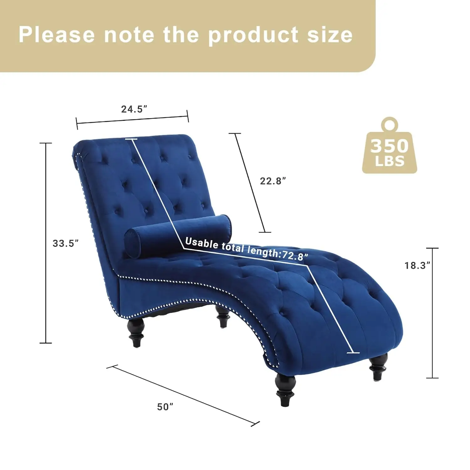 Velvet Button-Tufted Chaise Lounge Chair 2