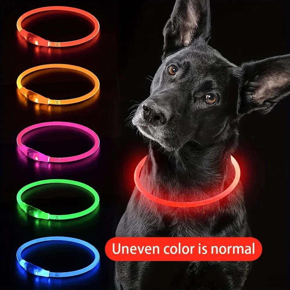 USB 충전식 광섬유 목걸이 애완견 LED 라이트 목걸이 발광 분실방지 강아지 목걸이 USB 충전식 강아지 목걸이