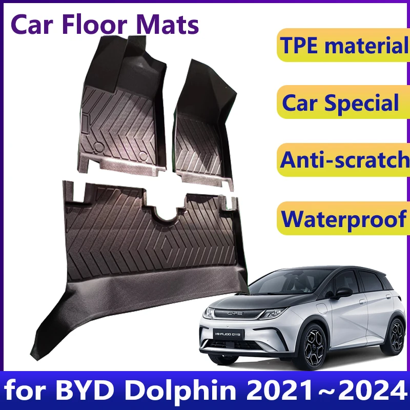 

For BYD Dolphin 2021 2022 2023 2024 Car TPE Floor Mats Waterproof Universal Leather Foot Mat LHD Mud Carpet Rug Auto Accessories