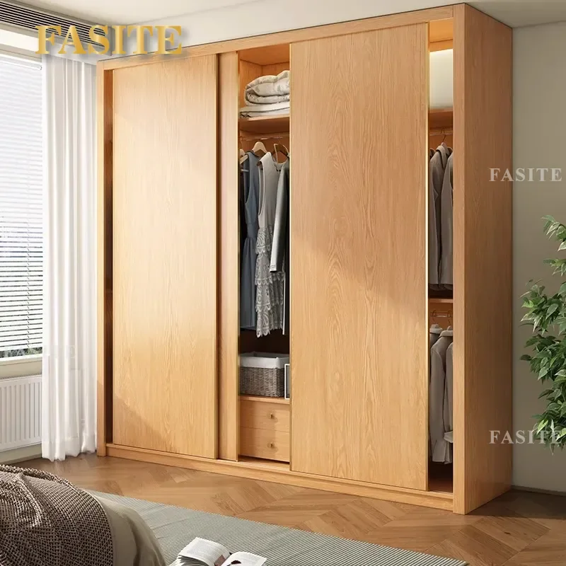 for Solid Wood Sliding Door Wardrobe Oak Door to Top 60cm Deep  Popular Household Bedroom 18mm Cabinet