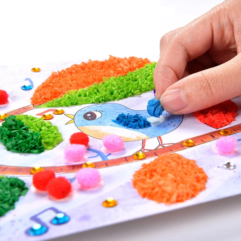 DIY Sticky Paper Painting Handmade Art And Crafts Kids Toys Montessori Teaching Aids Kindergarten Learning Sticker Drawing Toy