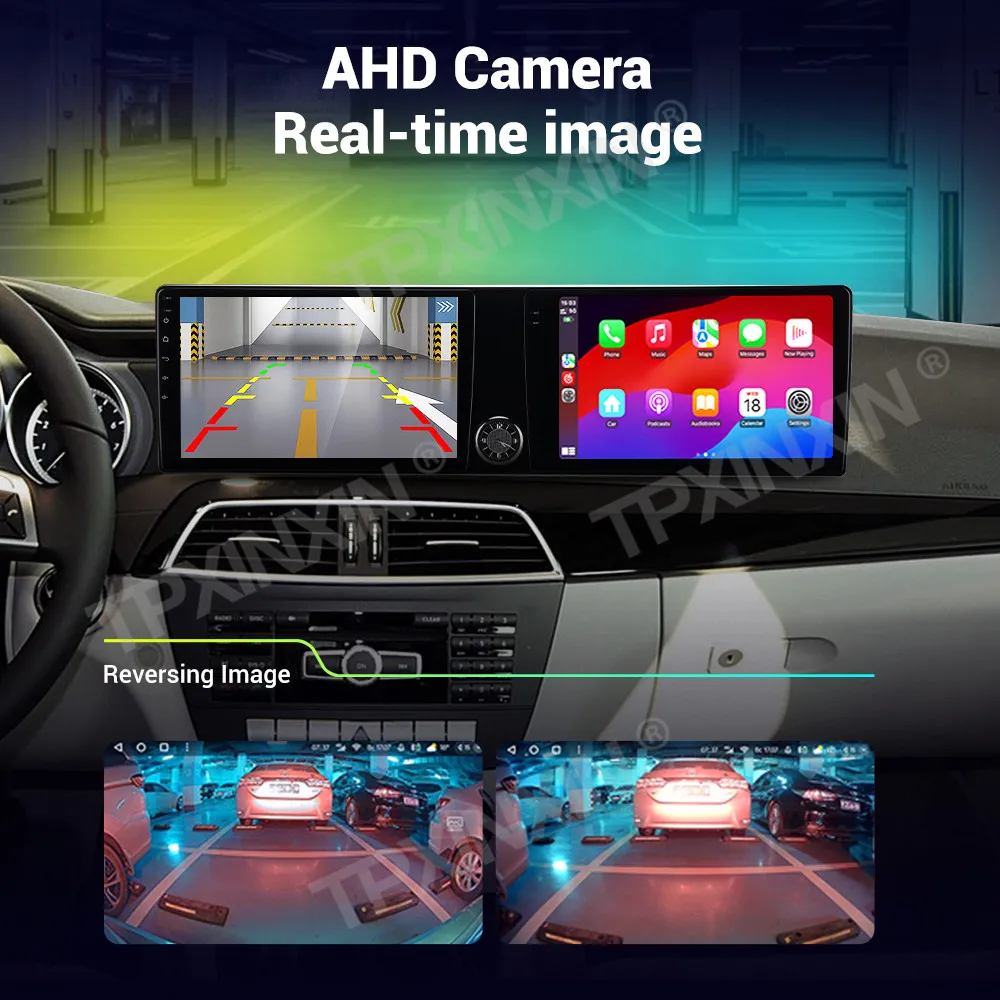 

10.1 Inch Car Radio For Mercedes Benz C Class 2011-2014 CarPlay Android 13 Dual Screen Qualcomm Multimedia Player GPS Head Unit