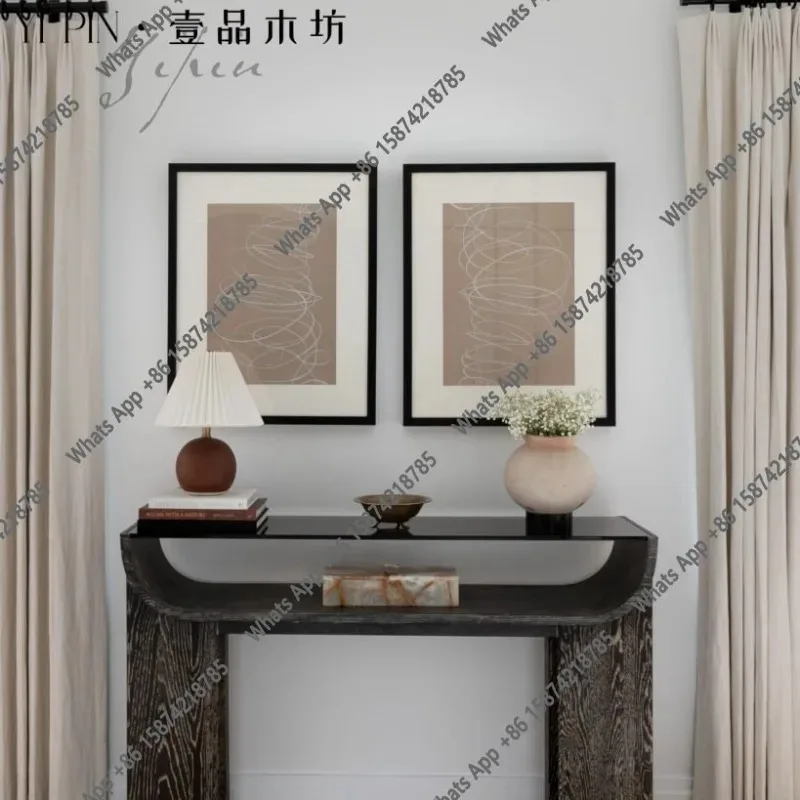Medieval solid wood entrance table designer living room entry end view table custom American countryside