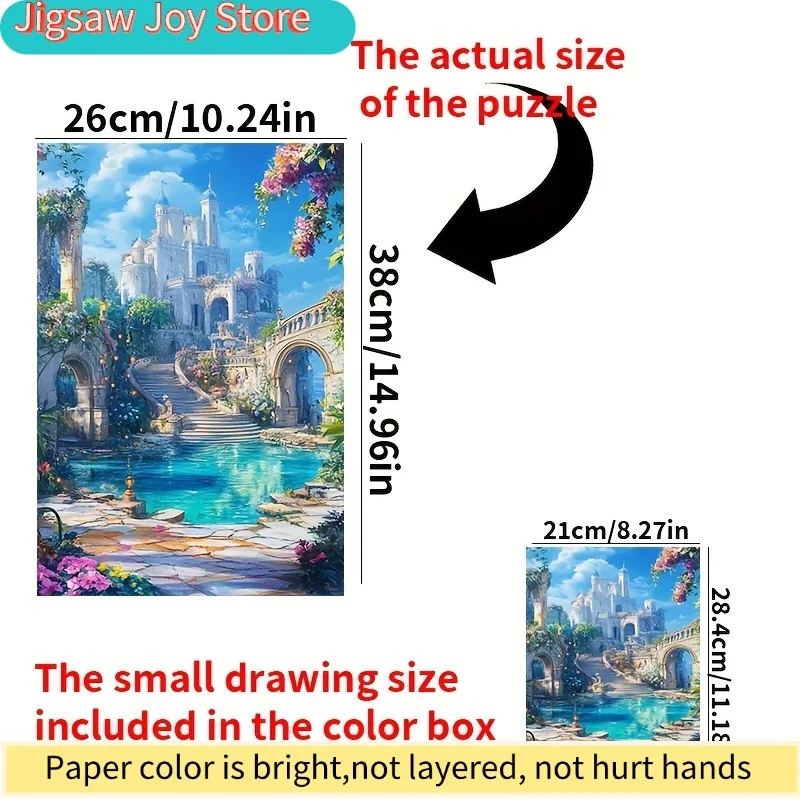 1000 Mini Puzzles Featuring a Castle Staircase And River Design - Scratch-Resistant And, Designed for Advanced Skill Levels, S