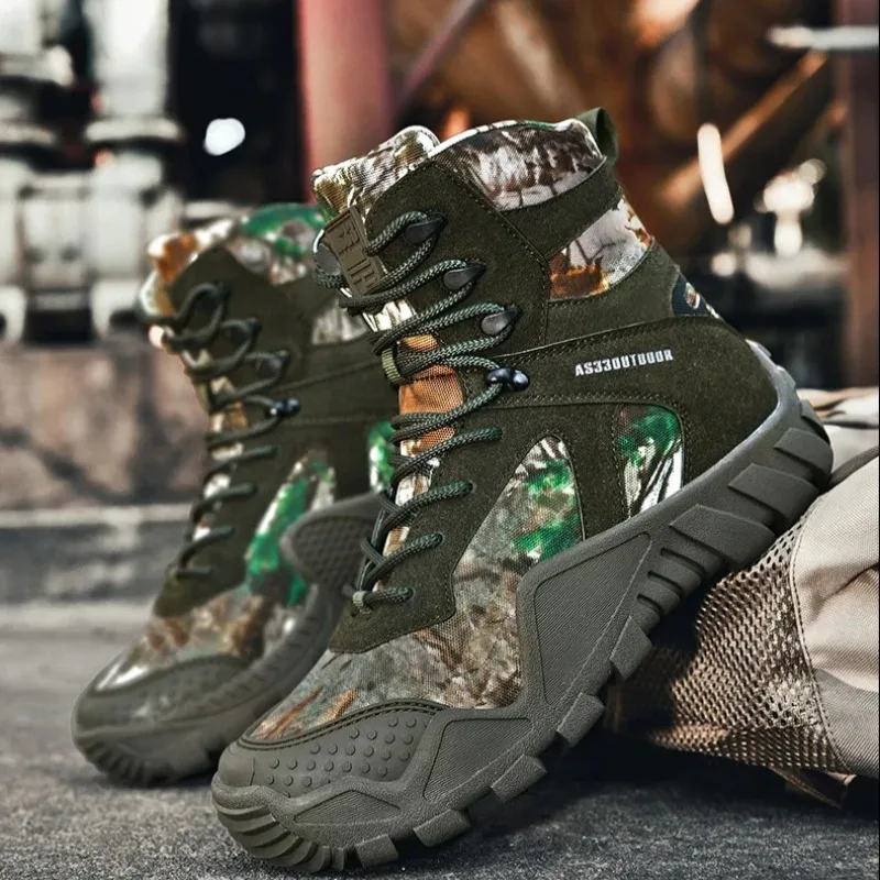 

Boots for Men Camouflage Desert Ankle Boot Outdoor Jungle Training Boot Non Slip Climbing Hiking Boots for Men Motorcycle Boots