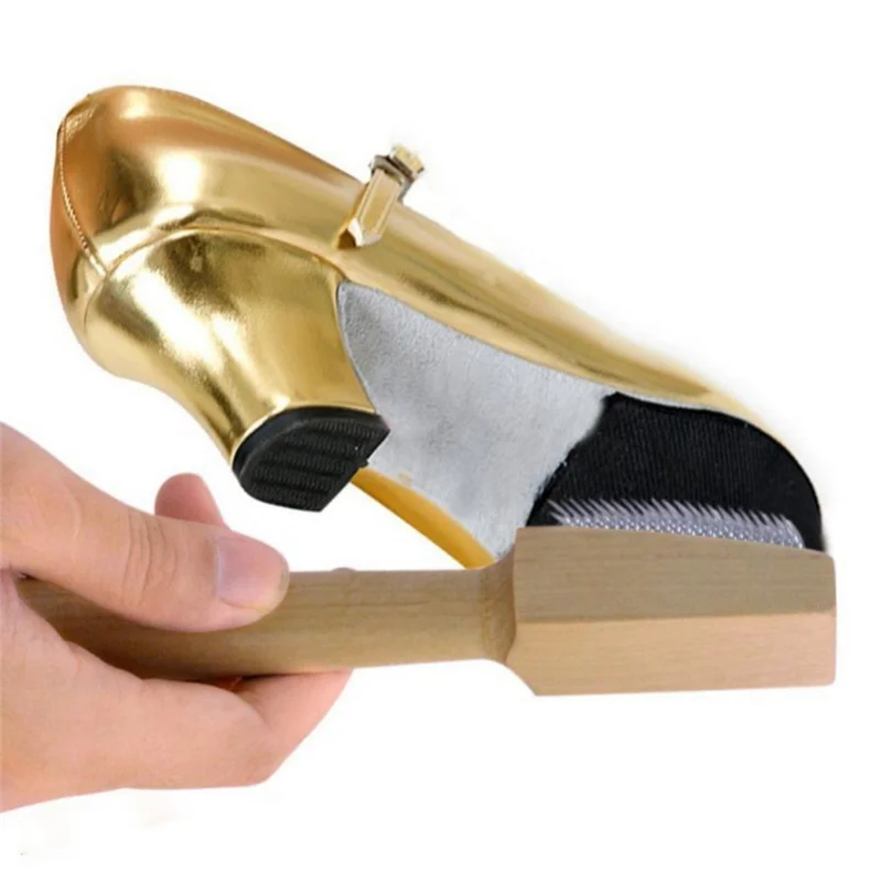 Nettoyeurs de fils à semelle en daim et bois, brosse de nettoyage pour chaussures de danse, AT64