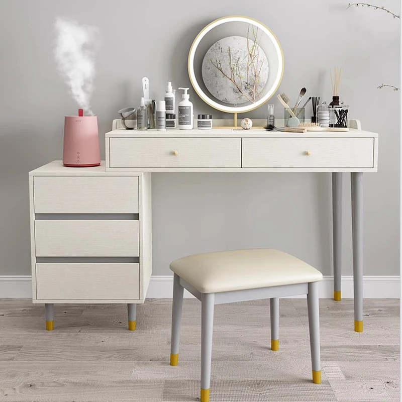 Modern Vanity Mirror Dressing Table with Mirror Deluxe Make up Table Wood Drawer Dresser