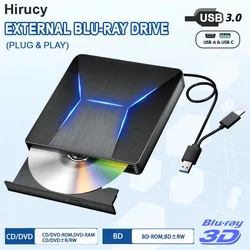 Portable External Blu-ray Drive CD/DVD ROM -/+RW Player Optical Drives for Laptop PC USB 3.0 Type-C CD Reader Burner