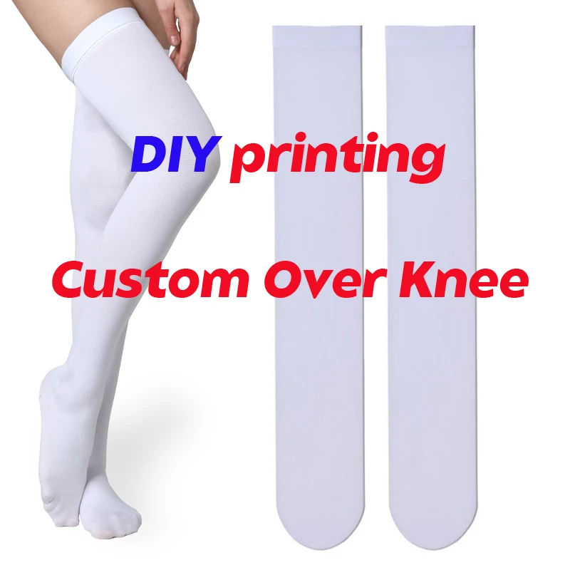 Free Design mockup Custom Printing Over knee Tight High socks stocking in your own design