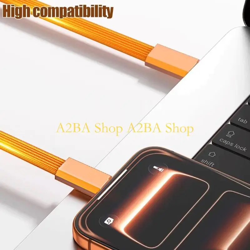 A2BA 30 USB C Flat Woven Charging Cable for Bedside and Desk Daily Use